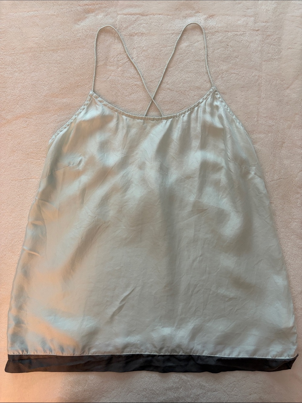 Joe Fresh Mint Silk Criss cross Spaghetti-Strap Camisole with‎ Contrast Hem, S